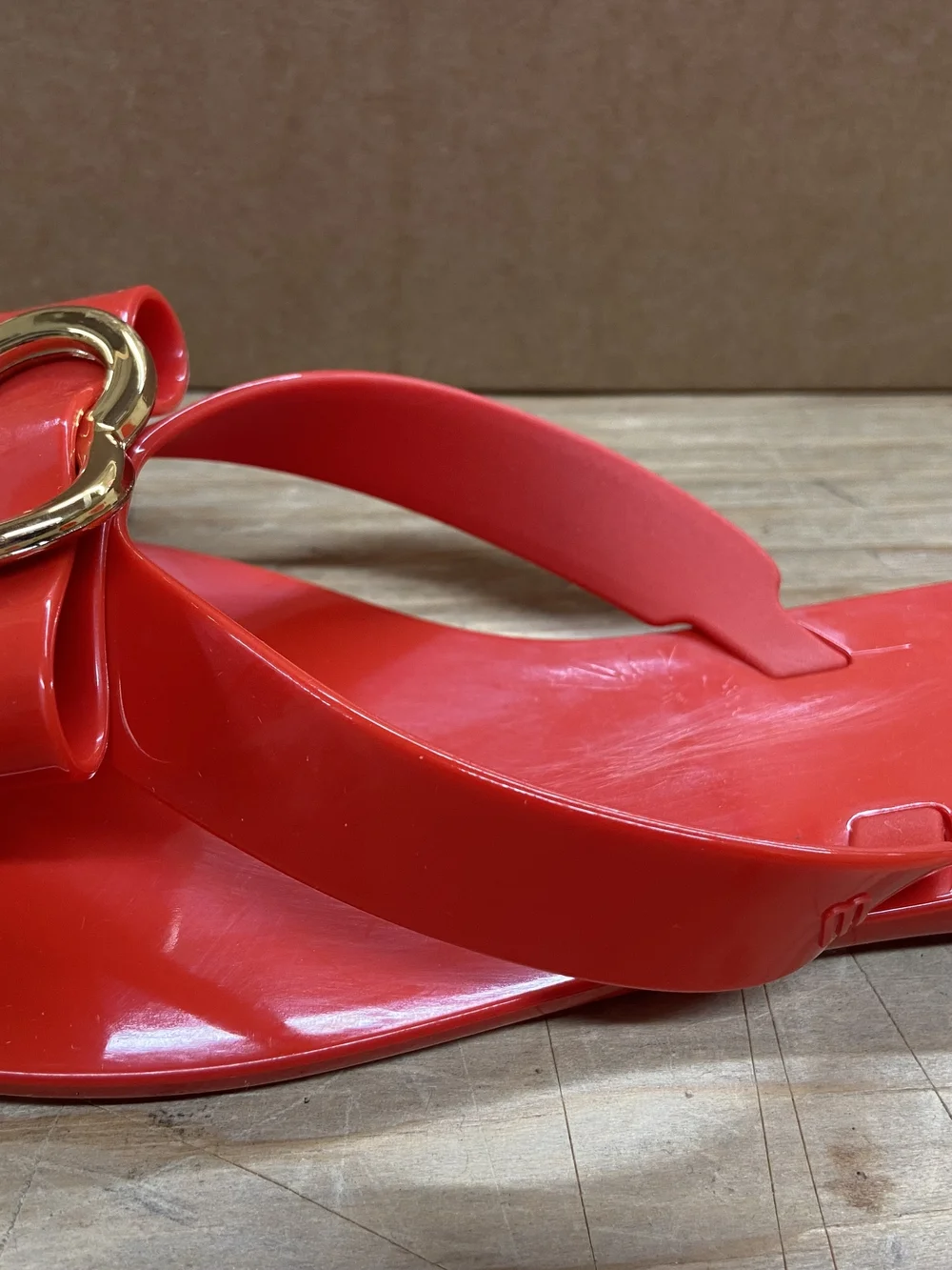 Melissa Size 5 Red Heart Bow Jelly Thong Sandal